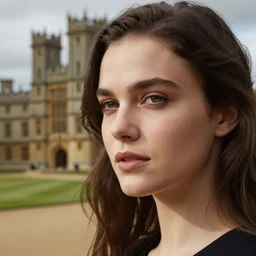 beautiful girl close up photo Canon 50mm/F1.4, dramatic daylight, downton abbey