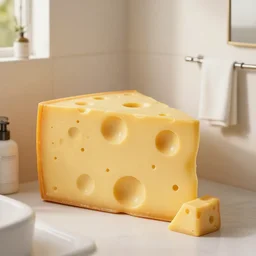 bathroom made out of cheese