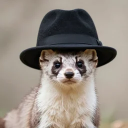 a stoat wearing a trilby hat