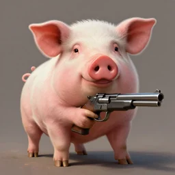 a pig holding a gun highly detailed digital painting