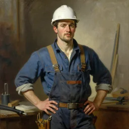 stunning male builder, highly detailed painting by gaston bussiere, craig mullins, j. c. leyendecker, 8 k