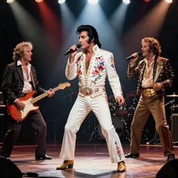 orientalist painting of elvis presley performing live by jean - leon gerome and otto pilny and adrien henri tanoux