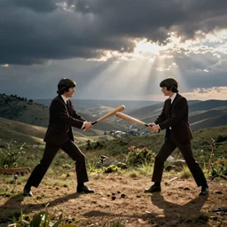 the beatles whacking each other with baseball bats during let it be sessions