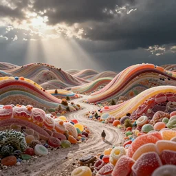 landscape made from candy
