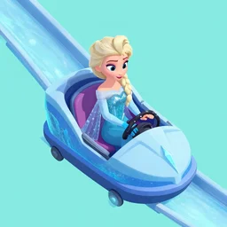 isometric level, frozen ever after, elsa's ice, dark ride, myvmk, with detailed, clean, cartoon, pixar, disney, toon shader, arnold maya render, unreal engine, artgerm, artstation by miha rinne