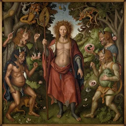 a Panel painting of medieval demons and monsters by Hieronymus Bosch