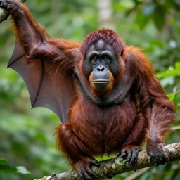 vampire bat descendant that has evolved to fill the same ecological niche as an orangutan