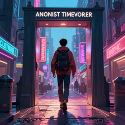 [ anarchist time traveler [ walking through a portal ]!! ]! standing in [ the neon streets of an totalitarian city ]! trending on artstation cgsociety contest winner 4 k quality 8 k intricate minutia details bioluminescent colors neon lighting artstation landscape artstation hd artstation 4 k uhd