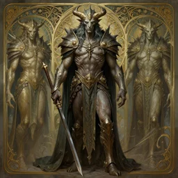 a detailed full body portrait of draugluin, by greg rutkowski and justin gerard, digital art, monstrous, art nouveau, baroque style, realistic painting, very detailed, fantasy, dnd, character design, trending on artstation