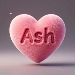 a heart with the name ash written on it, cute, high detail, well lit, octane render, blender, particles,
