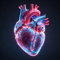medical heart!!! organ, robotic lines pattern, tron, cyberpunk, graphic design, substance painter, heart, emissive, tron lines, cybertron, artstation, by beeple, halo