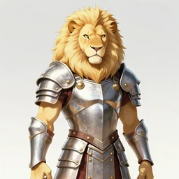 albino lion army general with roman armor, fursona, anthro, anime key visual, detailed armor, detailed fur, makoto shinkai, portrait