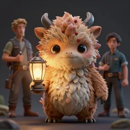 a cute fauna monster pet holding a lamp by neville page, ken barthelmey, carlos huante and doug chiang, sharp focus, trending on artstation, hyper realism, octane render, 8 k, hyper detailed, ultra detailed, highly detailed, zbrush, concept art, creature design