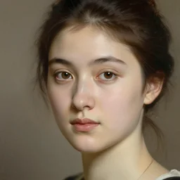 finished portrait of a beautiful womans face, by william adolphe bouguereau, waterhouse, craig mullins, ruan jia, gustave klimt, masterpiece, cinematic, background, bold color, yellow, purple, gold leaf