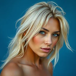 a 4 0 - year - old woman with blonde hair and tanned skin, photo hyper - real, award - winning photo