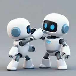digital art of a cartoon robot getting punched in the face from the left side to the right side of the screen
