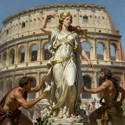 A goddess competing in the first olympic games, by Boris Vallejo, Greg Rutkowski, Frank Frazetta, epic fantasy character art, very very beautiful, olympus, Exquisite detail, post-processing, masterpiece, cinematic, coliseum
