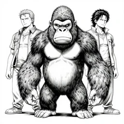 highly detailed ink illustration of gorillaz, octane render, b & w clean shaped illustration by kim jung gi, ric estrada, ron english and eiichiro oda