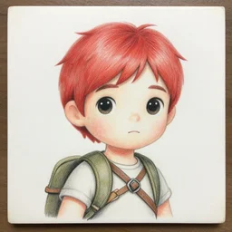 an absurdly-detailed colored-pencil drawing as a fancy square tile, a cute adventurer, a short-red-haired cat-girl painted in final fantasy style, wearing a duelist-mage outfit. Summer sun in verdant fields.