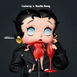 Album art for Coi Leray x Betty Boop by Sachin Teng :4  stylish, asymmetrical, Matte Painting , Vector , geometric shapes, hard edges, graffiti, street art:2 Masterpiece, impressive detail, vibrant, by Sachin Teng:4