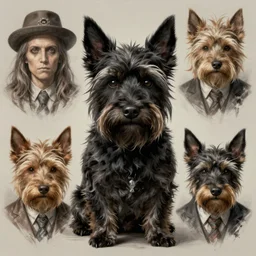 cairn terrier dog, horror, highly detailed, character portrait, digital painting, artstation, concept art, matte, sharp focus, illustration, art by artgerm and greg rutkowski and michael whelan and gustave dore and alphonse mucha