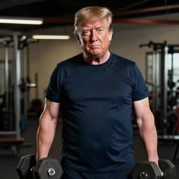 donald trump professional trainer face portrait at the gym weightlifting dumbbells, 8 k, highly detailed, f 1 / 1 6 ss 1 1 0 iso 4 0 0