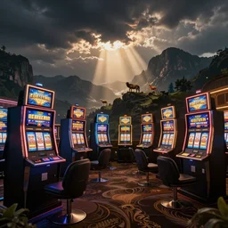 Pop culture, cars, slot machines, casino, wild animals