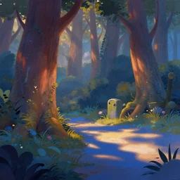 fantasy forest, by, pixar, disney, low warm light, warm, blue shadow, clear, sharp, anders zorn, artstation