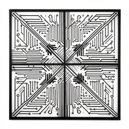 a square vector art panel for cnc plasma, laser, geometric circuit pattern