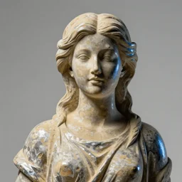 statue of a perfect woman, sandstone, silver, blue steel ( desgined by apple ), studio photo, octane render, studio lights, macro lens