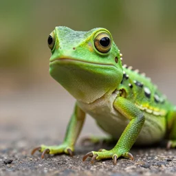 a smiling geico lizard, macro, dslr photography