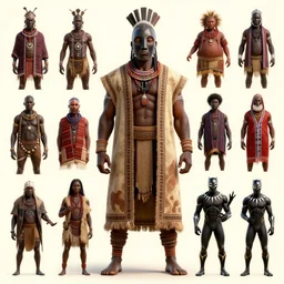 a full body muscular male with an african mask, wearing an african coat, shaman, zulu, hamar, himba, karo, masai, samburu, by alex gray and android jones, karol bak, ilya golitsyn, ayami kojima, amano, black panther, moebius, concept art, character design, fantasy, 3 d, 8 k resolution