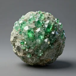 a small ball made of rock and jagged green crystals, digital painting, artstation, concept art, soft light, hdri, smooth, sharp focus, illustration, fantasy, intricate, elegant, highly detailed, D&D, matte painting, in the style of Greg Rutkowski and Alphonse Mucha and artemisia, 8k, highly detailed, jurgens, rutkowski, bouguereau, pastoral, rustic, georgic