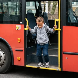 dee dee taking his first step off of the bus into yoker