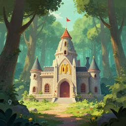 macdonalds temple in dream forest in the middle of nowhere. art, artstation