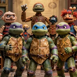 movie still of ninja turtles in The Shining, animatronics, jim henson, puppets, 8k