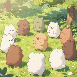 cute graphic novel fluffy friends enjoying the day in a park, light dust, magnificent, close up, details, sharp focus, elegant, highly detailed, illustration, by Jordan Grimmer and greg rutkowski and PiNe(パイネ) and 薯子Imoko and 香川悠作 and wlop and maya takamura, intricate, beautiful, Trending artstation, pixiv, digital Art
