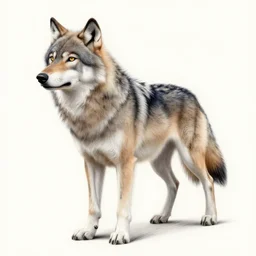 expressive stylized master furry artist digital colored pencil painting full body portrait character study of the wolf ( sergal ) small head fursona animal person wearing clothes jacket and jeans by master furry artist blotch