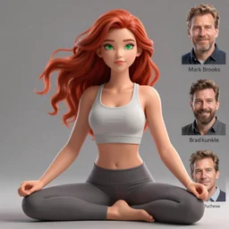 vfx, octane render, zbrush, mark Brooks and bradkunkle detailed, female wearing yoga pants with flowing red hair and green eyes, flying towards the camera, volumetric lightning, highly detailed, concept art, art station, center of picture, by Leonardo De vinci-H 832