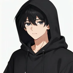 a man wearing a black hoodie anime