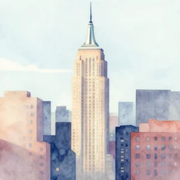 new york city building abstract flat watercolor