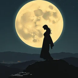 the moon, poster by mucha and kuvshinov