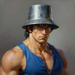 ultra realistic buckethead as vega from street fighter, portrait painting by frank frazetta, 4 k, ultra realistic, highly detailed,
