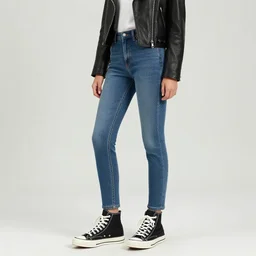 a young woman wearing a leather jacket, jeans and high top sneakers is riding a motorcycle!, looks like mona lisa, a painting by leonardo da vinci