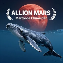 whale on mars, photorealistic, very detailed, high definition landscape, beautiful whale, award winning photograph, nature