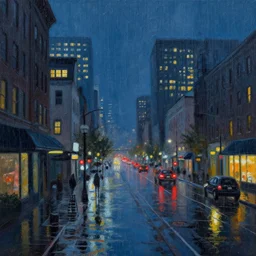 rain city, night painting