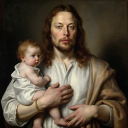 renaissance painting of elon musk as jesus, highly detailed
