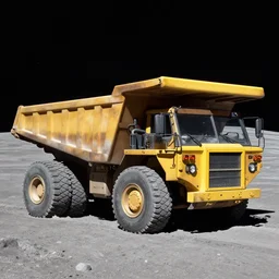 a mining dump truck on the moon