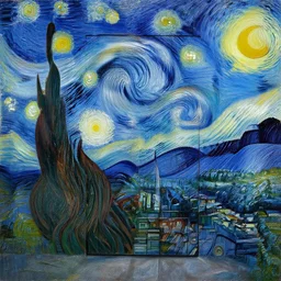 painting of durdle door in style of starry night
