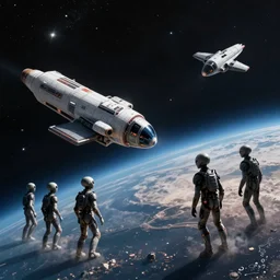 aliens invading a planet with spaceships space marines realistic stars award winning, trending on artstation, unreal engine